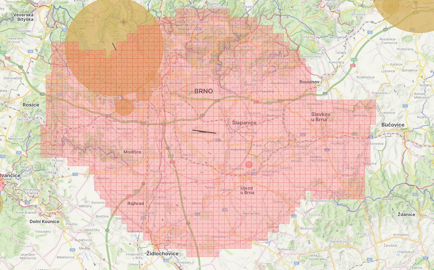 rizene letiste - grid - ukazka dronview